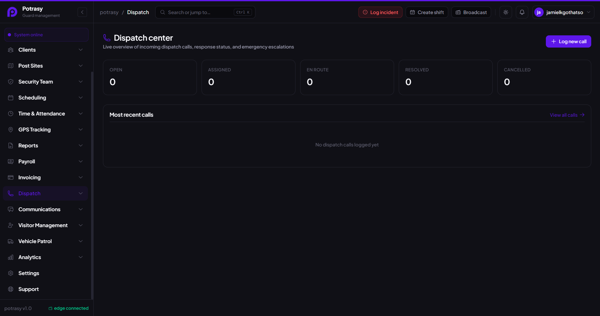 Dispatch screen in Potrasy